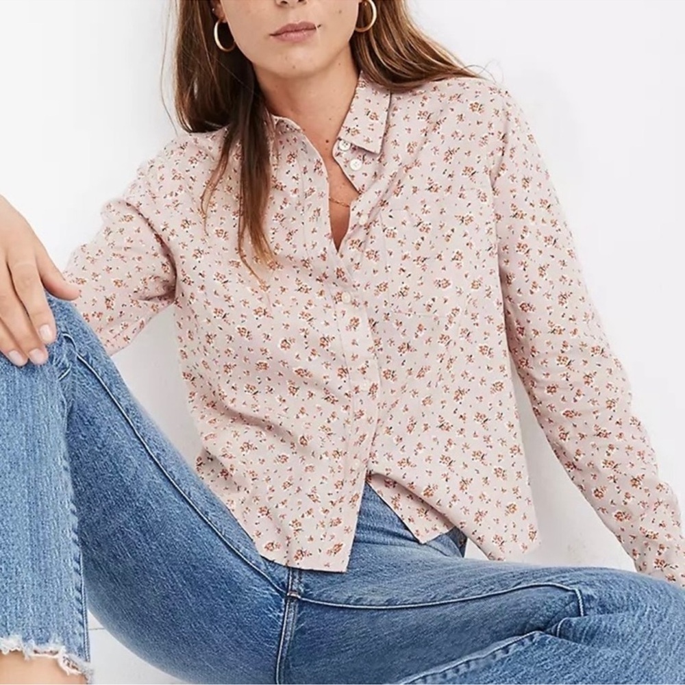 Madewell Shrunken Ex-Boyfriend Button-Down in Baby’s Breath